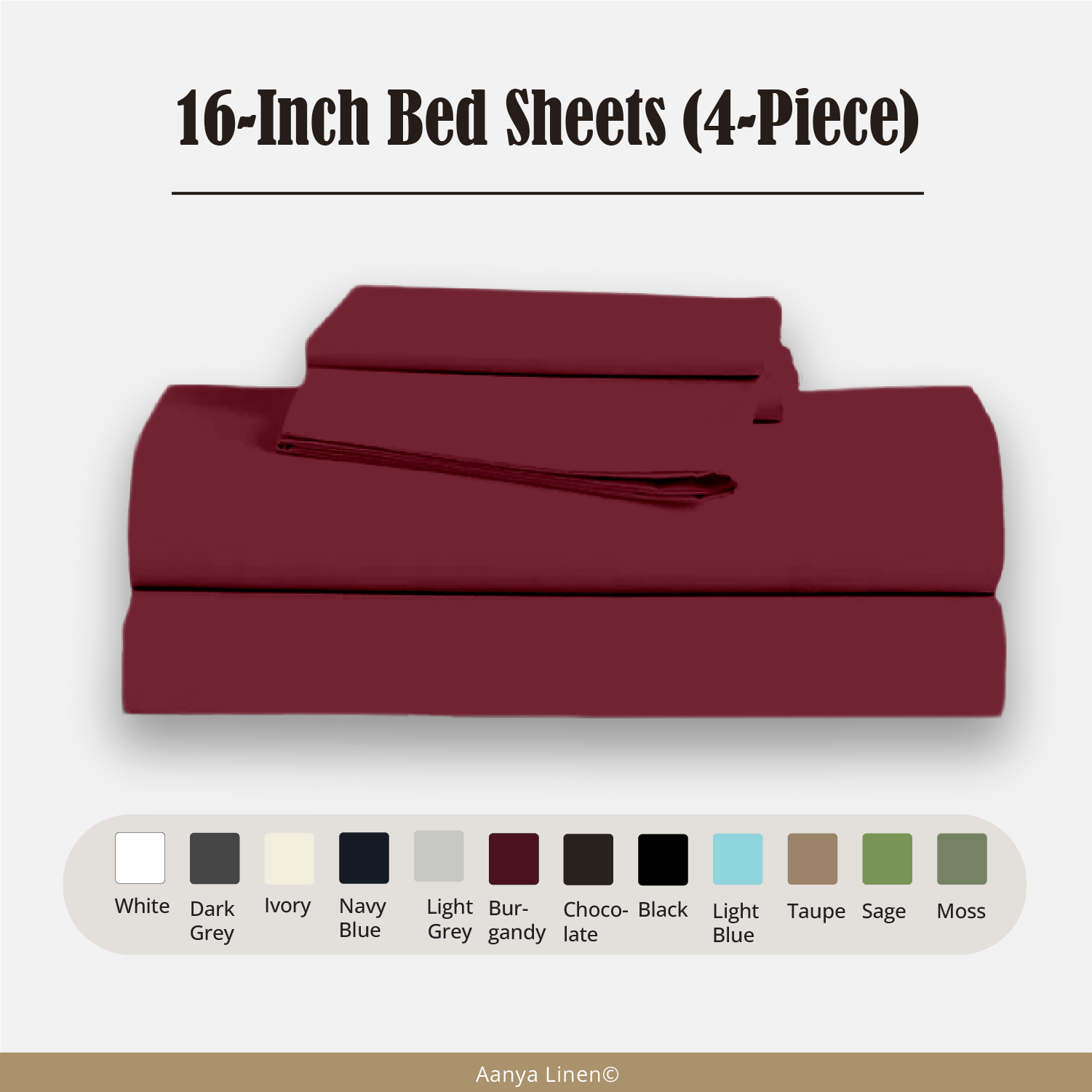16 Inch Bed Sheets - ( 4-Piece )