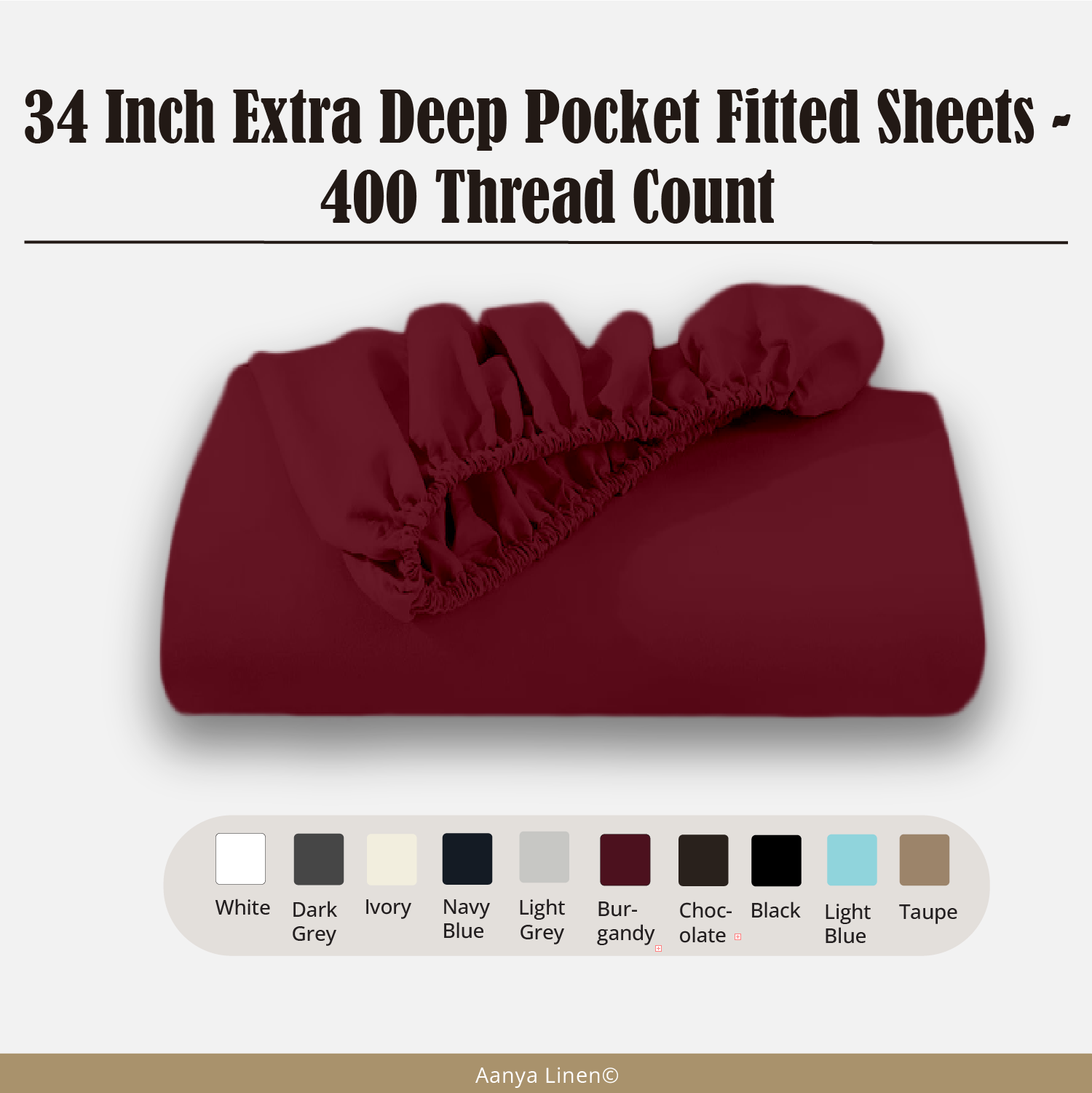 34 Inch Extra Deep Pocket Fitted Sheets - 400 Thread Count