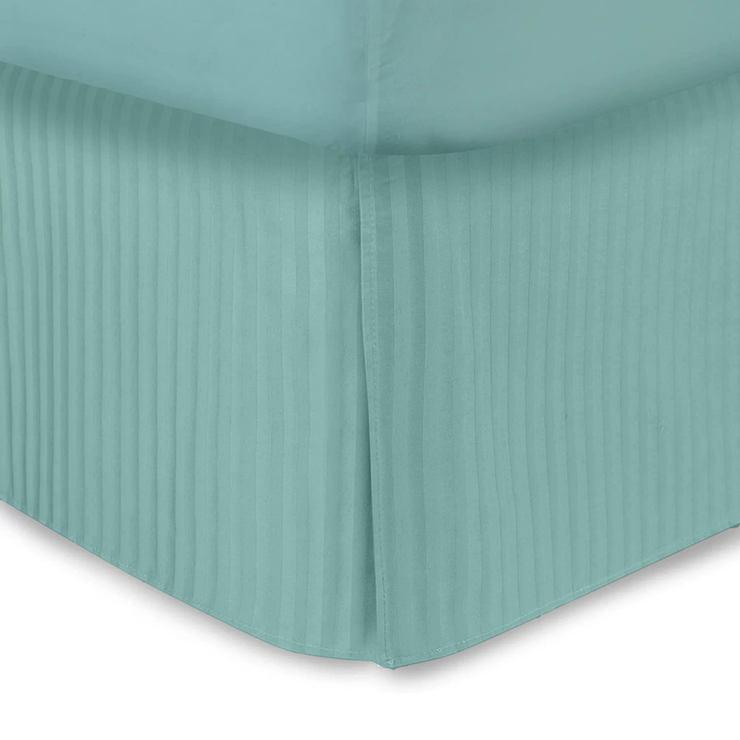 Aqua Blue Stripe Bed Skirt (Comfy - 300TC)