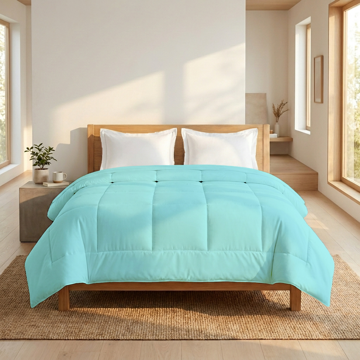 Aqua Blue Comforter 400 GSM Comfy Cotton Sateen