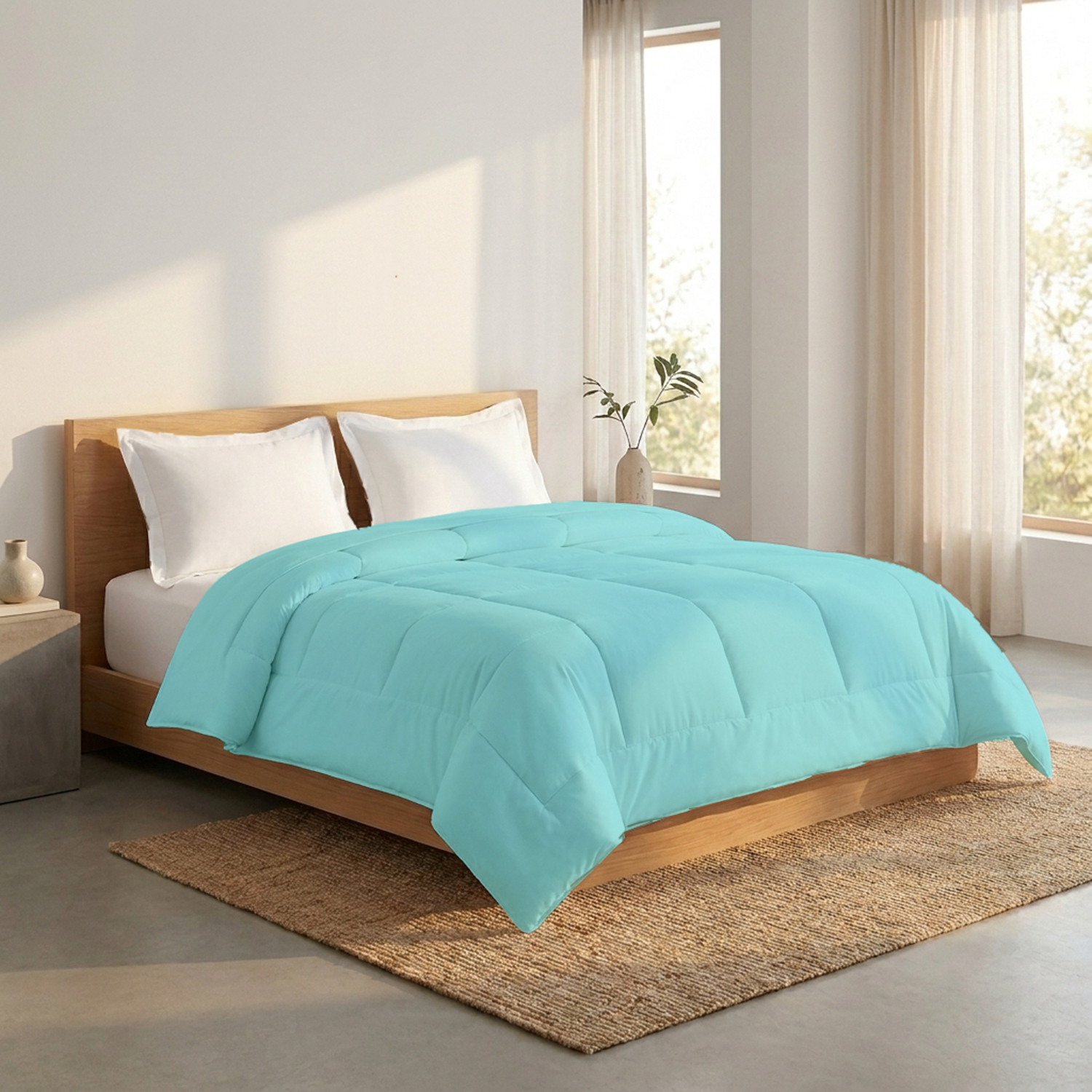 Aqua Blue Comforter 400 GSM Comfy Cotton Sateen
