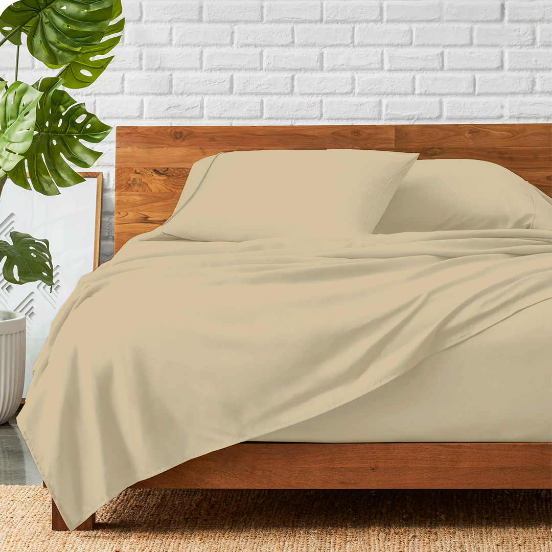 Beige Sheet Set Comfy Solid Sateen