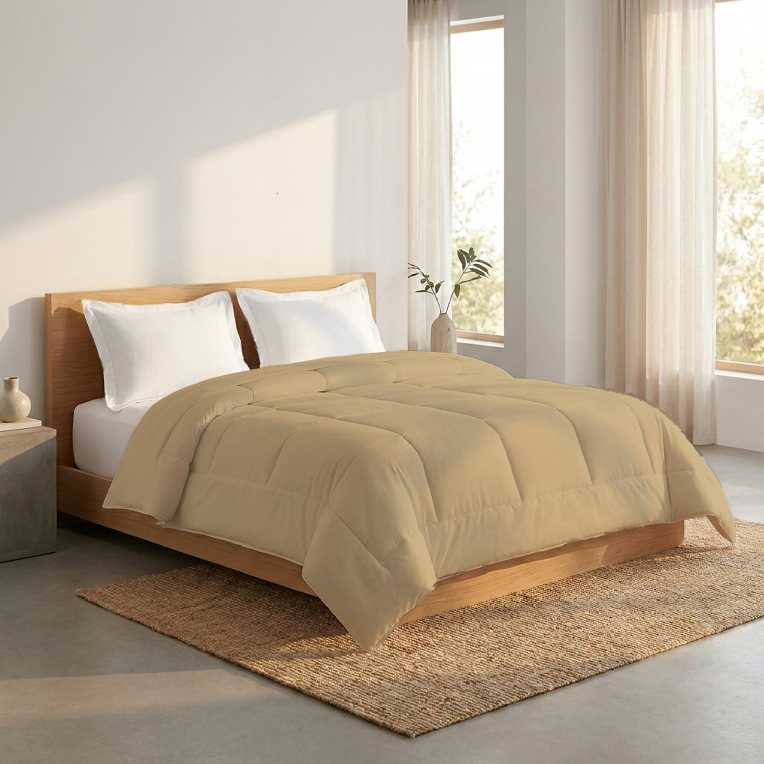 Beige Comforter 400 GSM Comfy Cotton Sateen