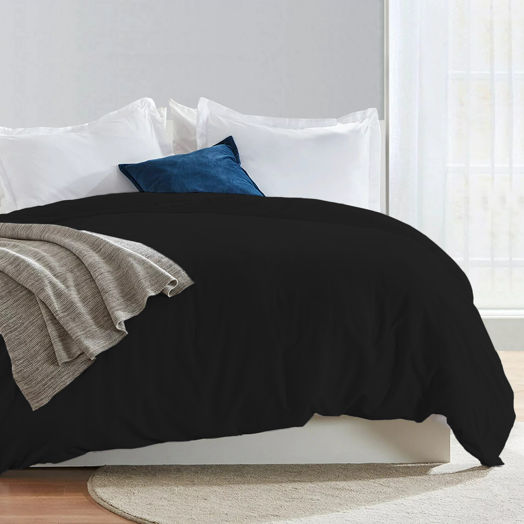Black Duvet Cover Solid Comfy Sateen