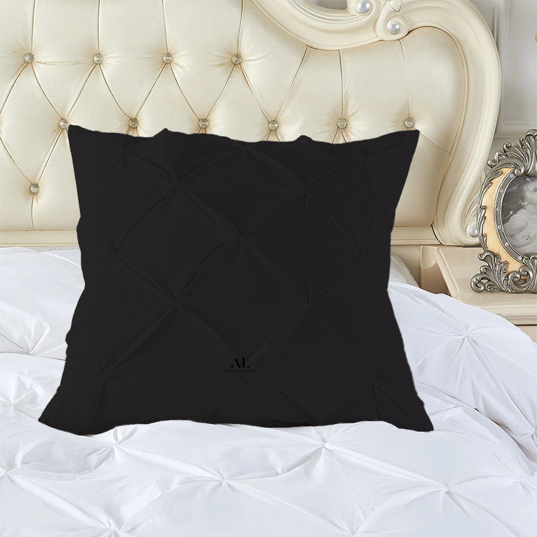 Black Pinch Decorative Pintuck Euro Shams