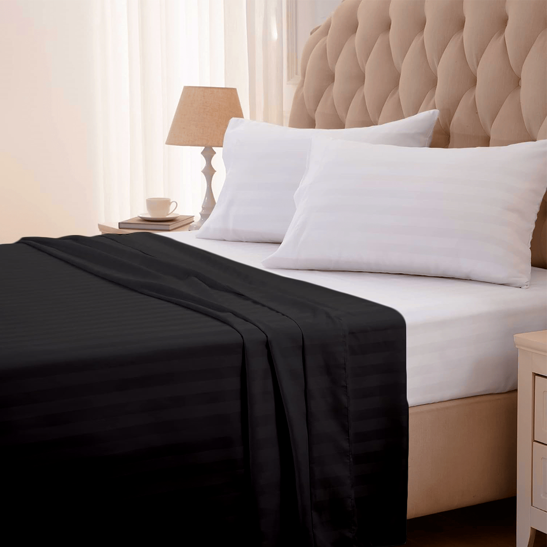 Black Stripe Flat Sheet (Comfy 300TC)