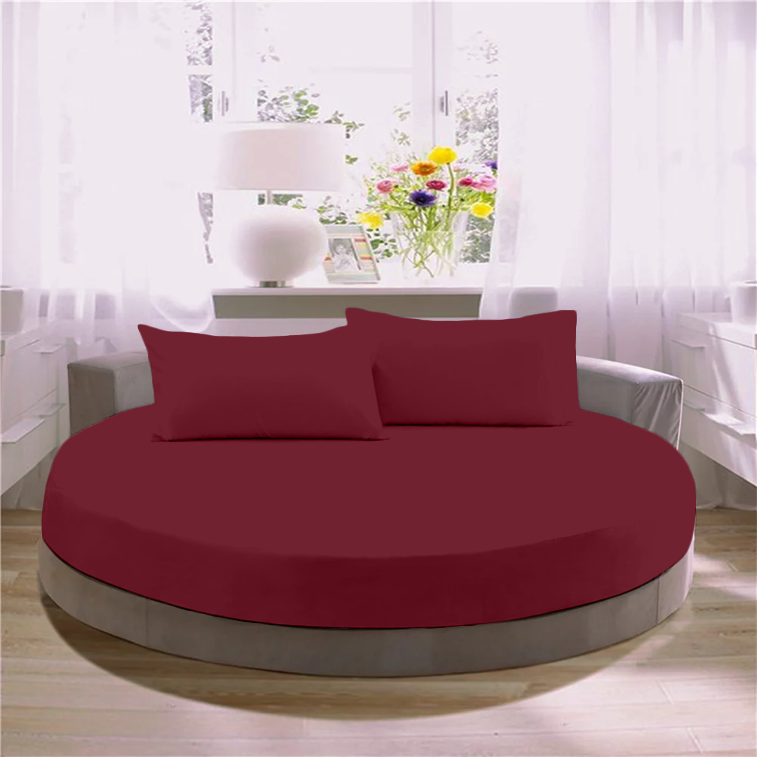 Burgundy Round Fitted Bed Sheets