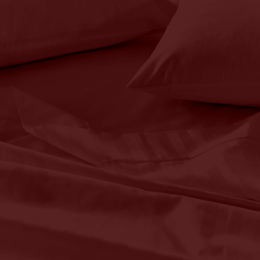 Burgundy Stripe Sheet Set Comfy Sateen