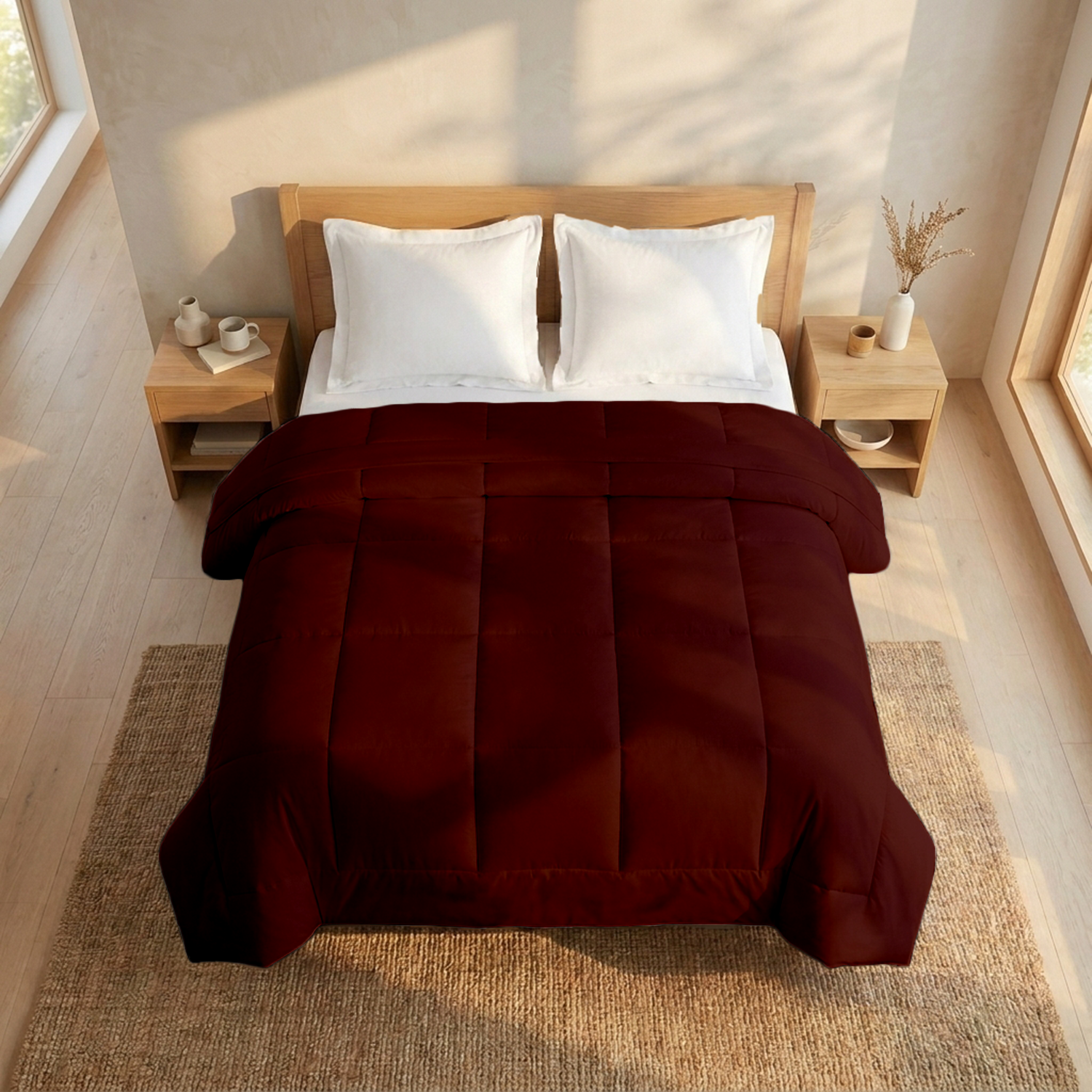 Burgundy Comforter 400 GSM Comfy Cotton Sateen