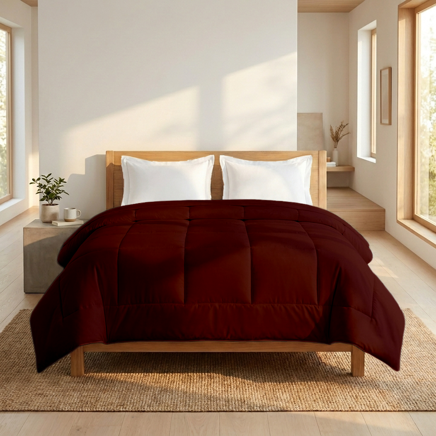 Burgundy Comforter 400 GSM Comfy Cotton Sateen
