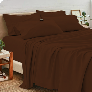 Chocolate Sheet Set with Extra Pillowcase Solid Bliss Sateen