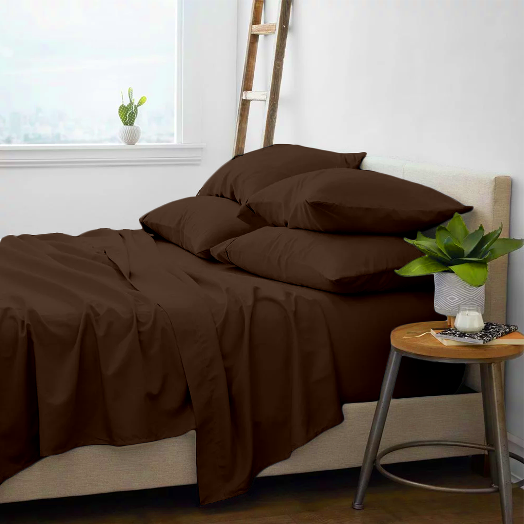 Chocolate Sheet Set with Extra Pillowcase Solid Comfy Sateen