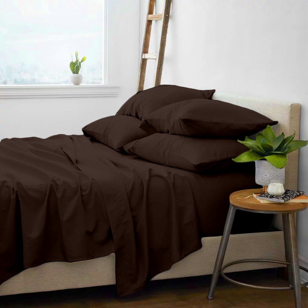 Chocolate Sheet Set with Extra Pillowcase Solid Bliss Sateen