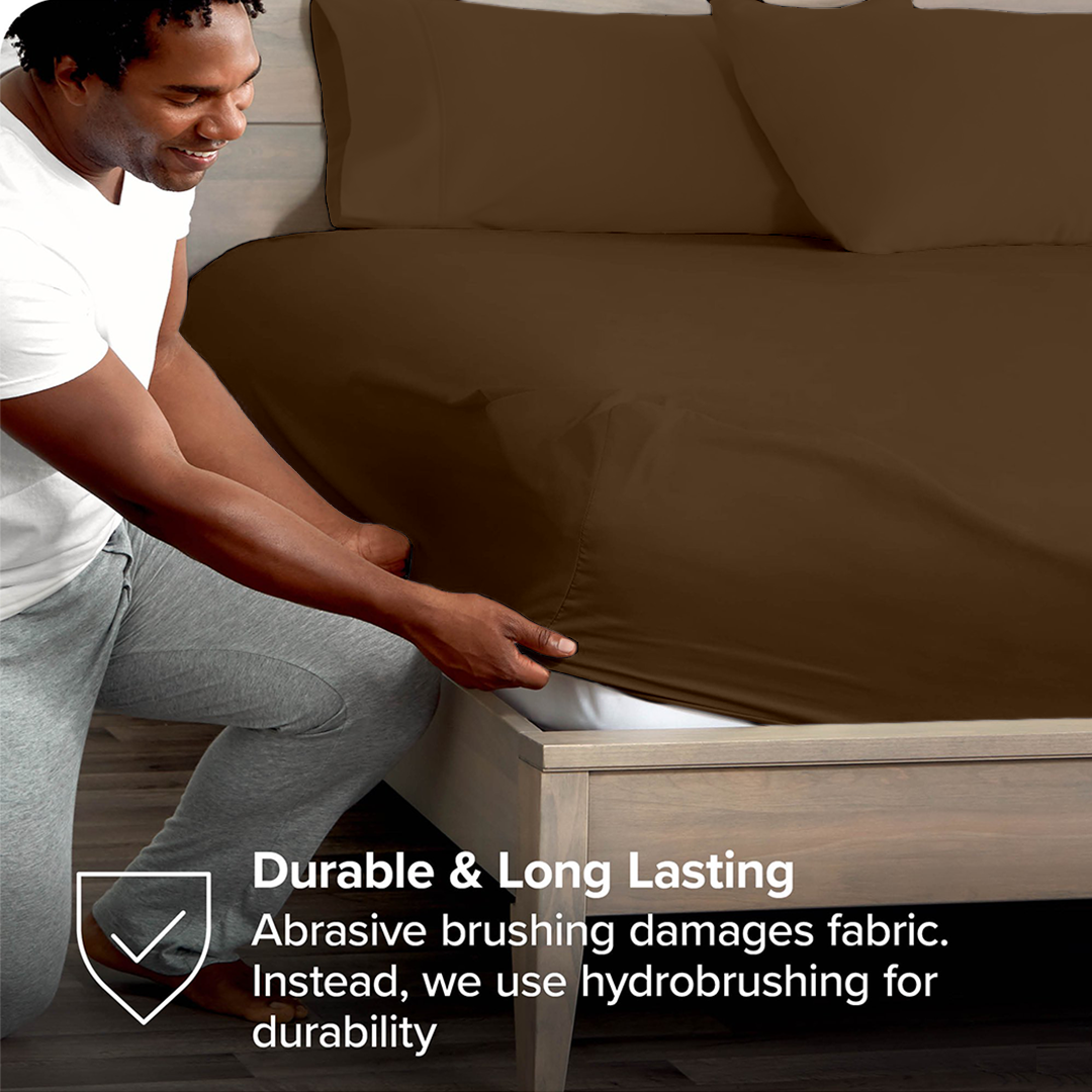 Solid Fitted and Pillowcase Sateen Chocolate