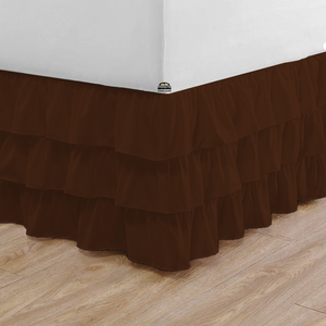 Chocolate Multi Ruffle Bed Skirt Bliss Solid