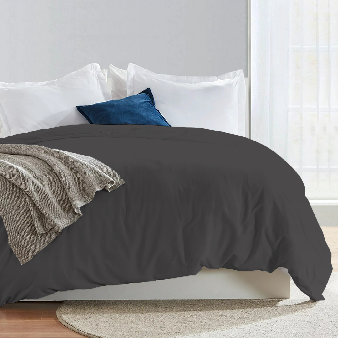 Dark Grey Duvet Cover Solid Bliss Sateen