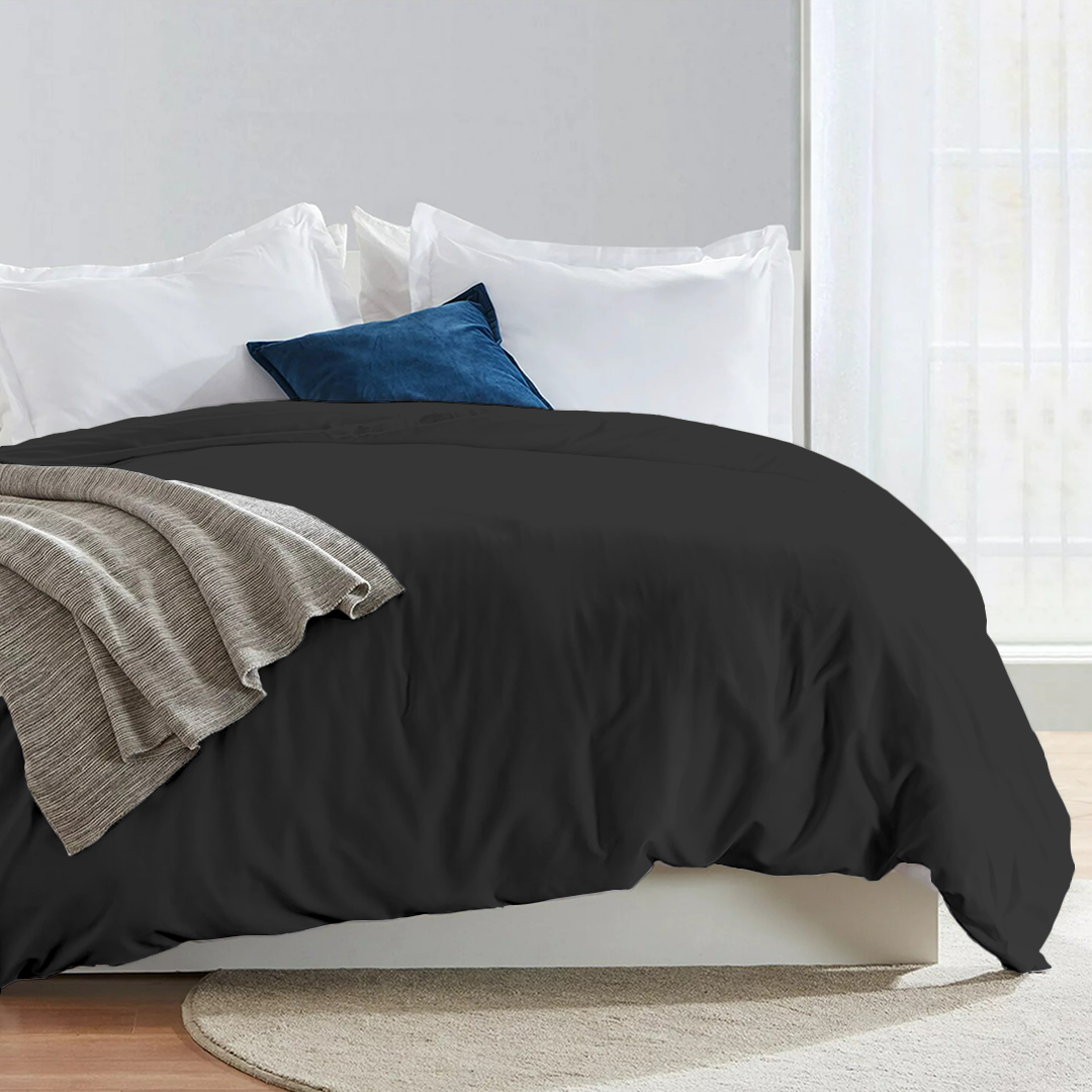 Dark Grey Duvet Cover Solid Bliss Sateen
