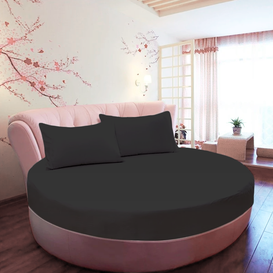 Dark Grey Round Fitted Bed Sheets