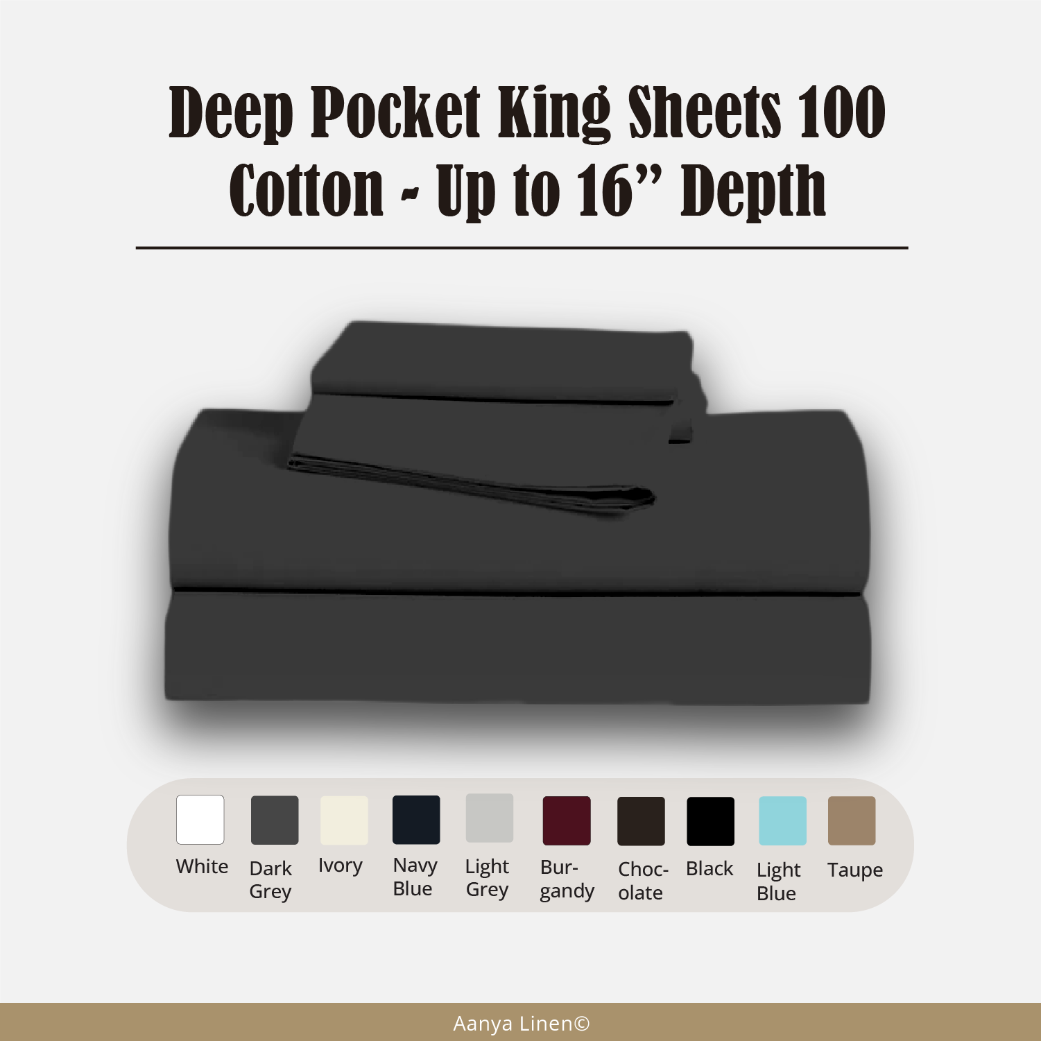 Deep Pocket King Sheets 100 Cotton - Up to 16” Depth