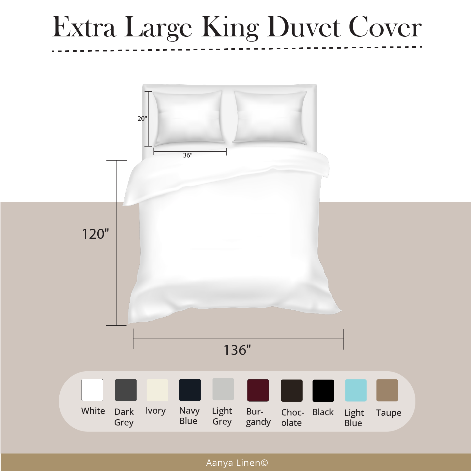 Alaskan King Duvet Cover - 132" W x 120" L Infographic