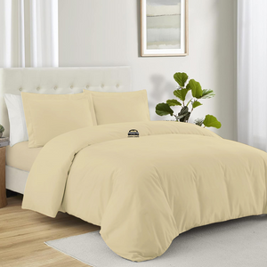Bliss Ivory Duvet Cover Set with Fitted Sheet Sateen Solid