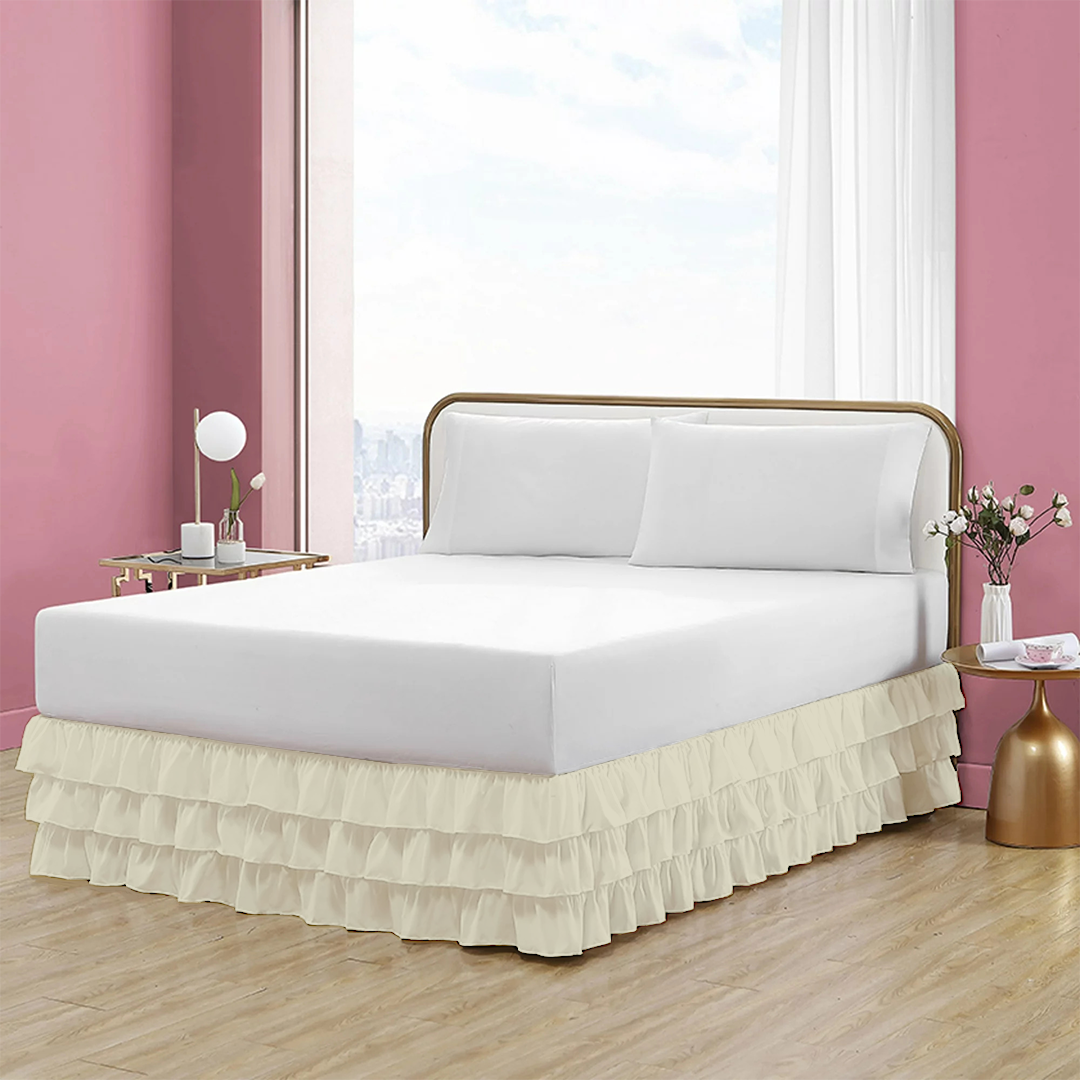 Ivory Multi Ruffle Bed Skirt Bliss Solid