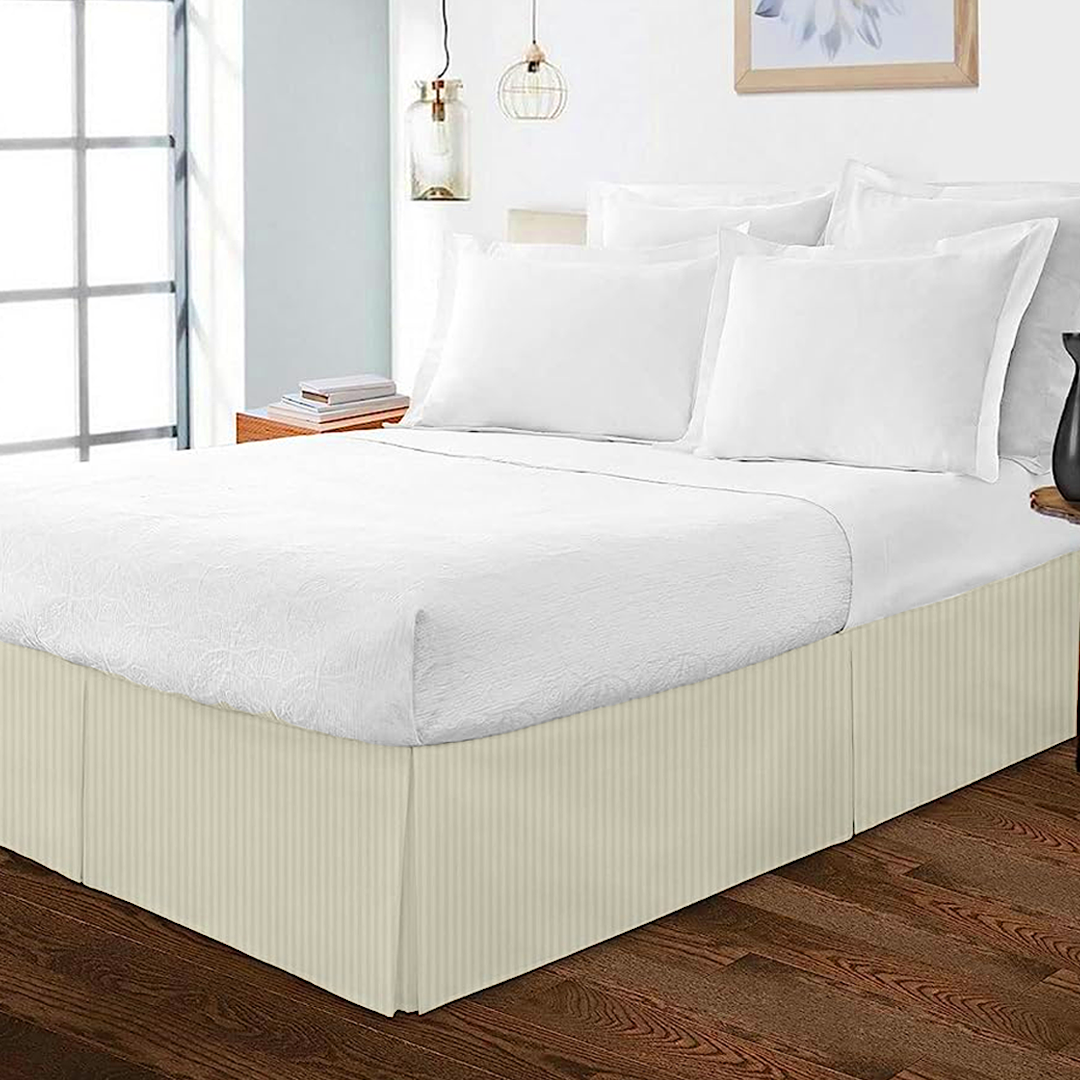 Ivory Striped Bed Skirt (Comfy 300TC)