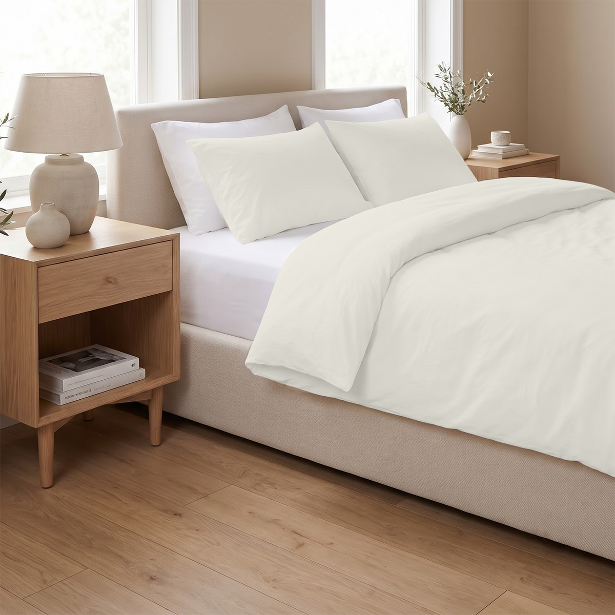 Ivory 600 Thread Count Duvet Cover | 100% Cotton Sateen