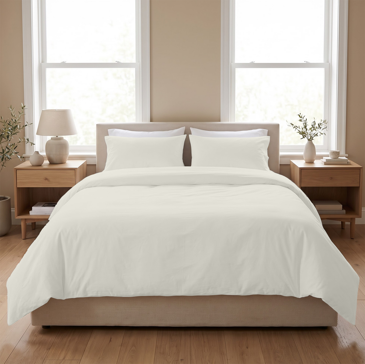 Ivory 600 Thread Count Duvet Cover | 100% Cotton Sateen
