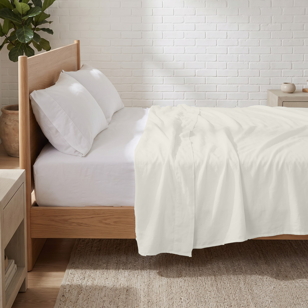 Ivory 600 Thread Count Flat Sheet Only | 100% Cotton Sateen