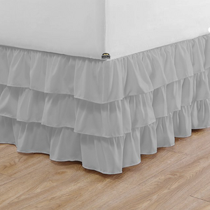 Light Grey Multi Ruffle Bed Skirt Bliss Solid