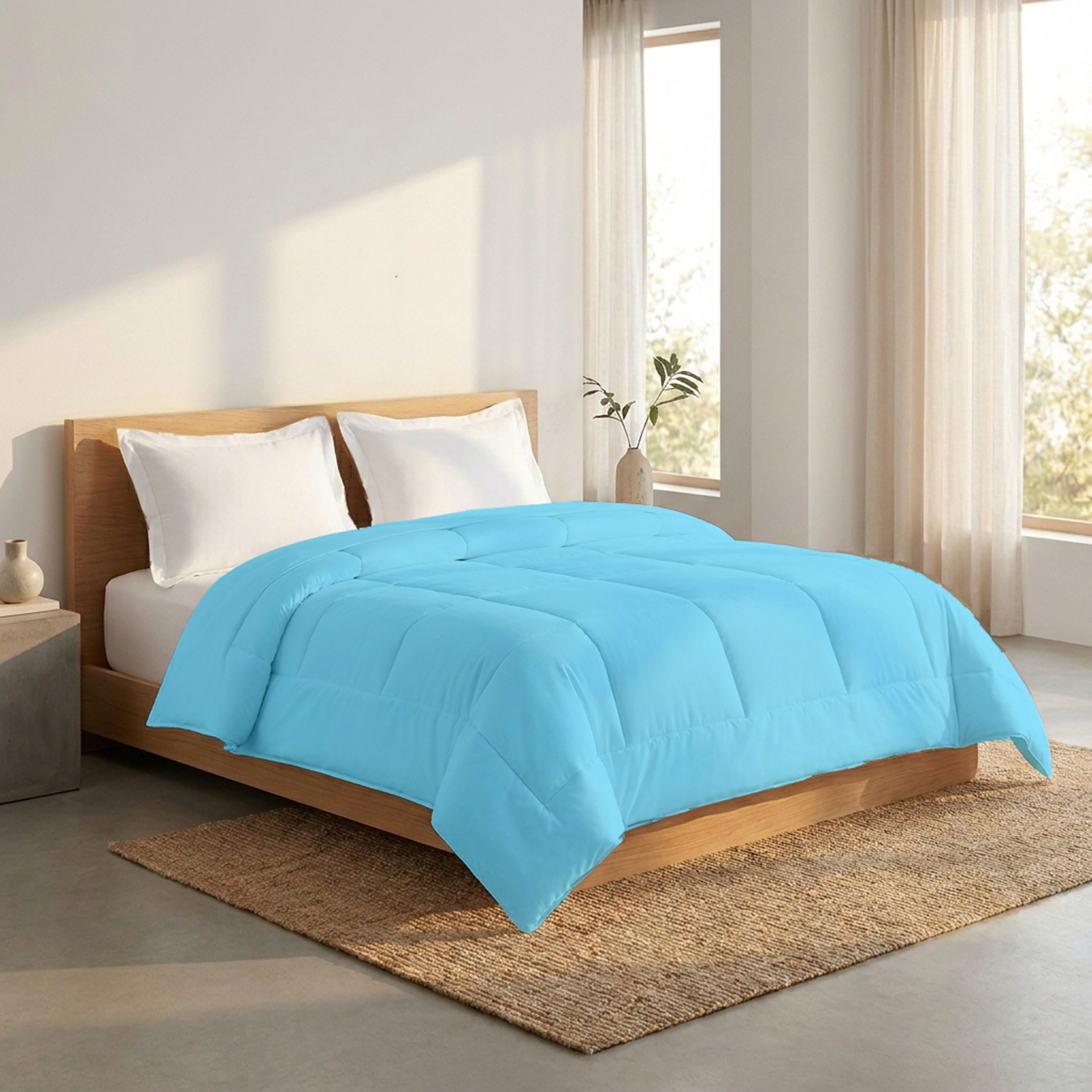 Light Blue Comforter 400 GSM Bliss Cotton Sateen