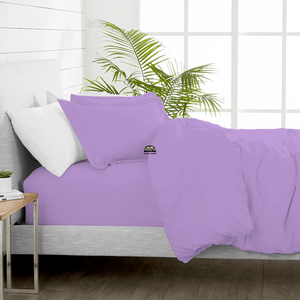 Lilac Duvet Cover Set with Fitted Sheet Comfy Sateen
