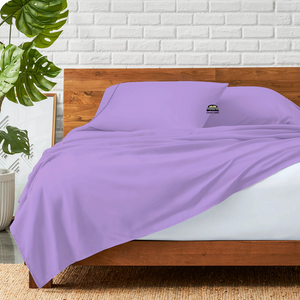 Lilac Flat Sheet with Pillowcase Comfy Solid Sateen