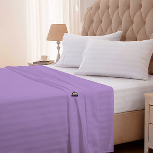 Lilac Stripe Flat Sheet Comfy Sateen