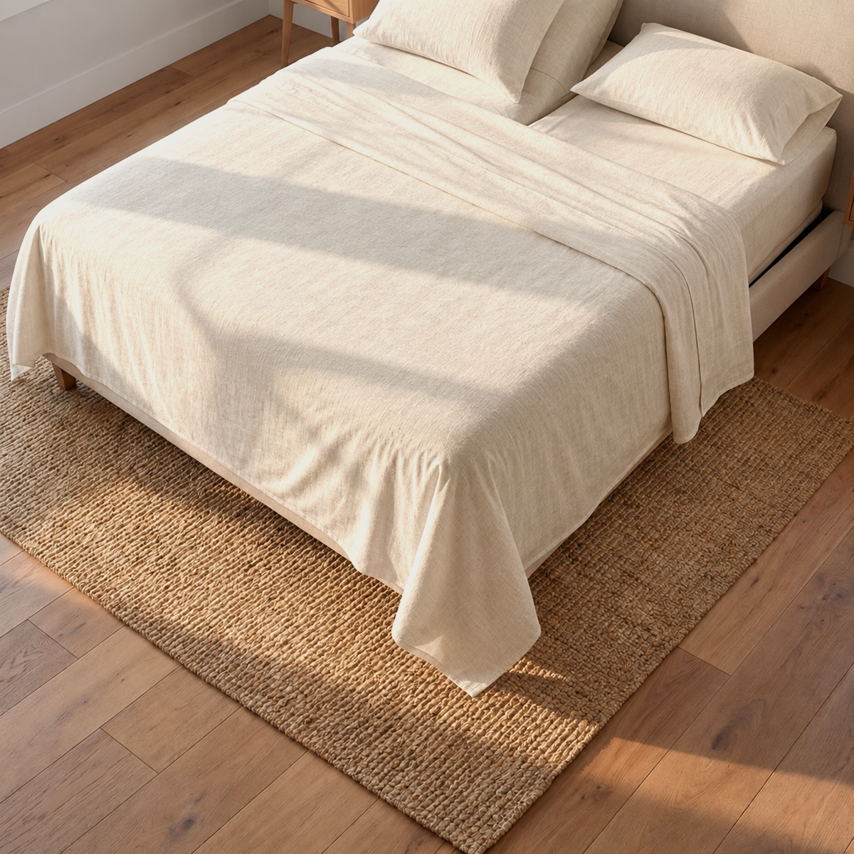 Natural Linen Top Split Bed Sheet Set | Pre-Washed 100% Linen