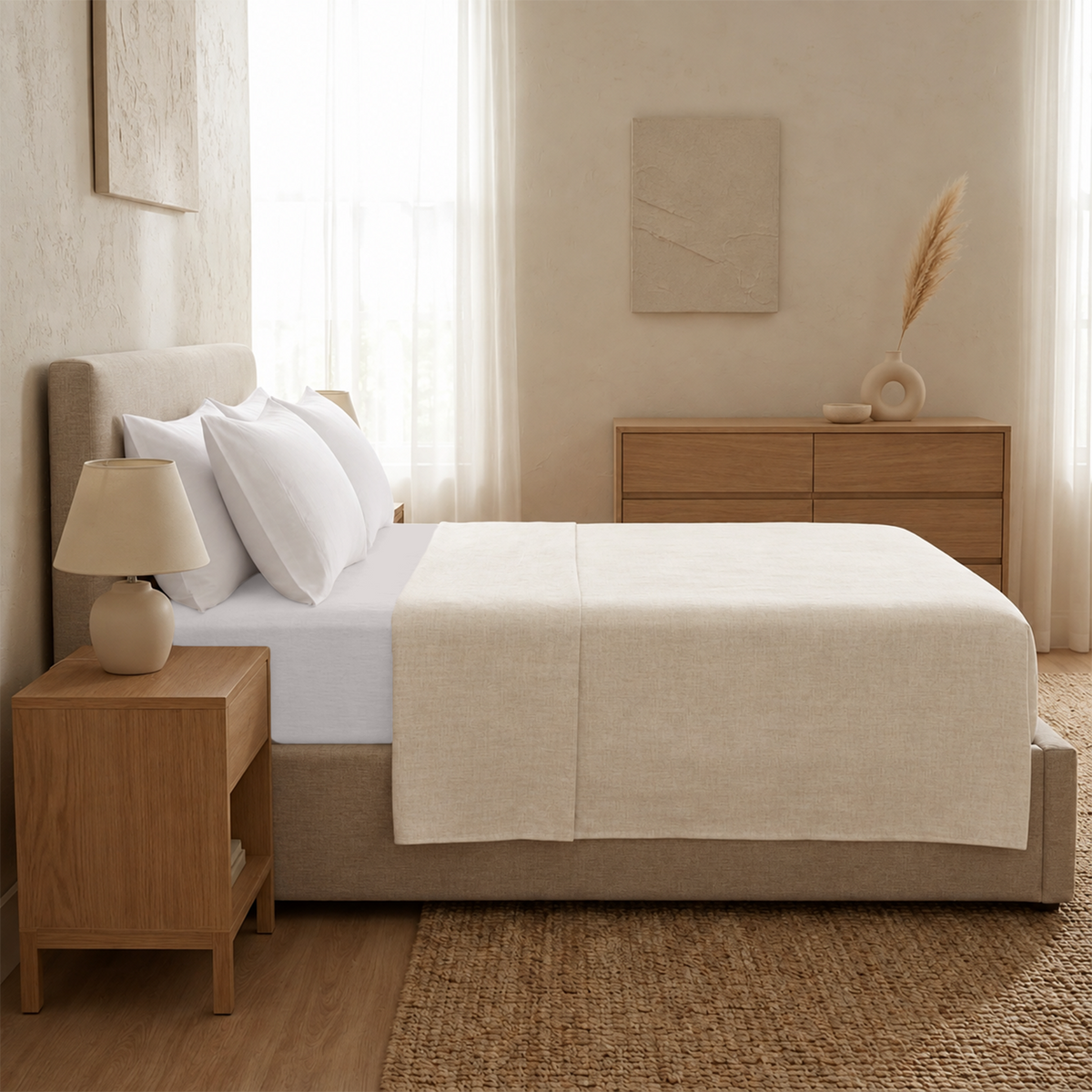 Natural Linen Flat Sheet | Pre-Washed 100% Linen