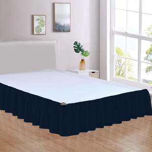 Comfy Navy Blue Gathered Bed Skirt Solid