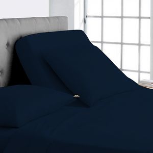 Navy Blue Top Split Sheet Set 34 Inches Solid  Bliss