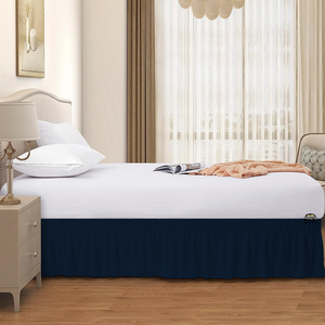 Navy Blue Wrap Around Bed Skirt Solid Bliss Sateen