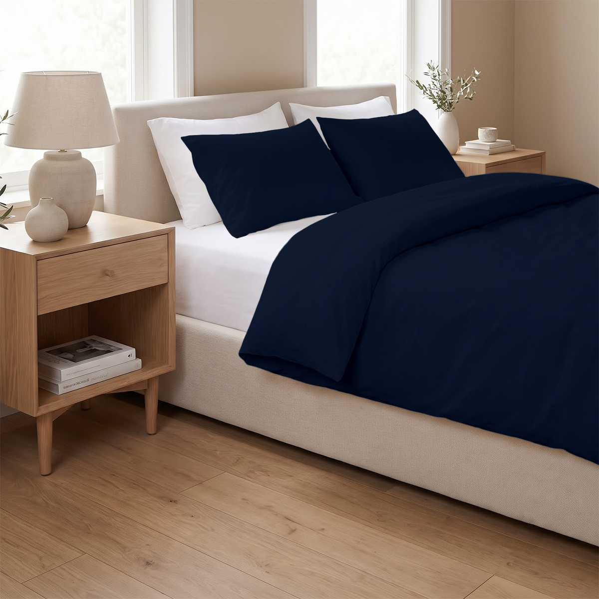 Navy Blue 600 Thread Count Duvet Cover | 100% Cotton Sateen