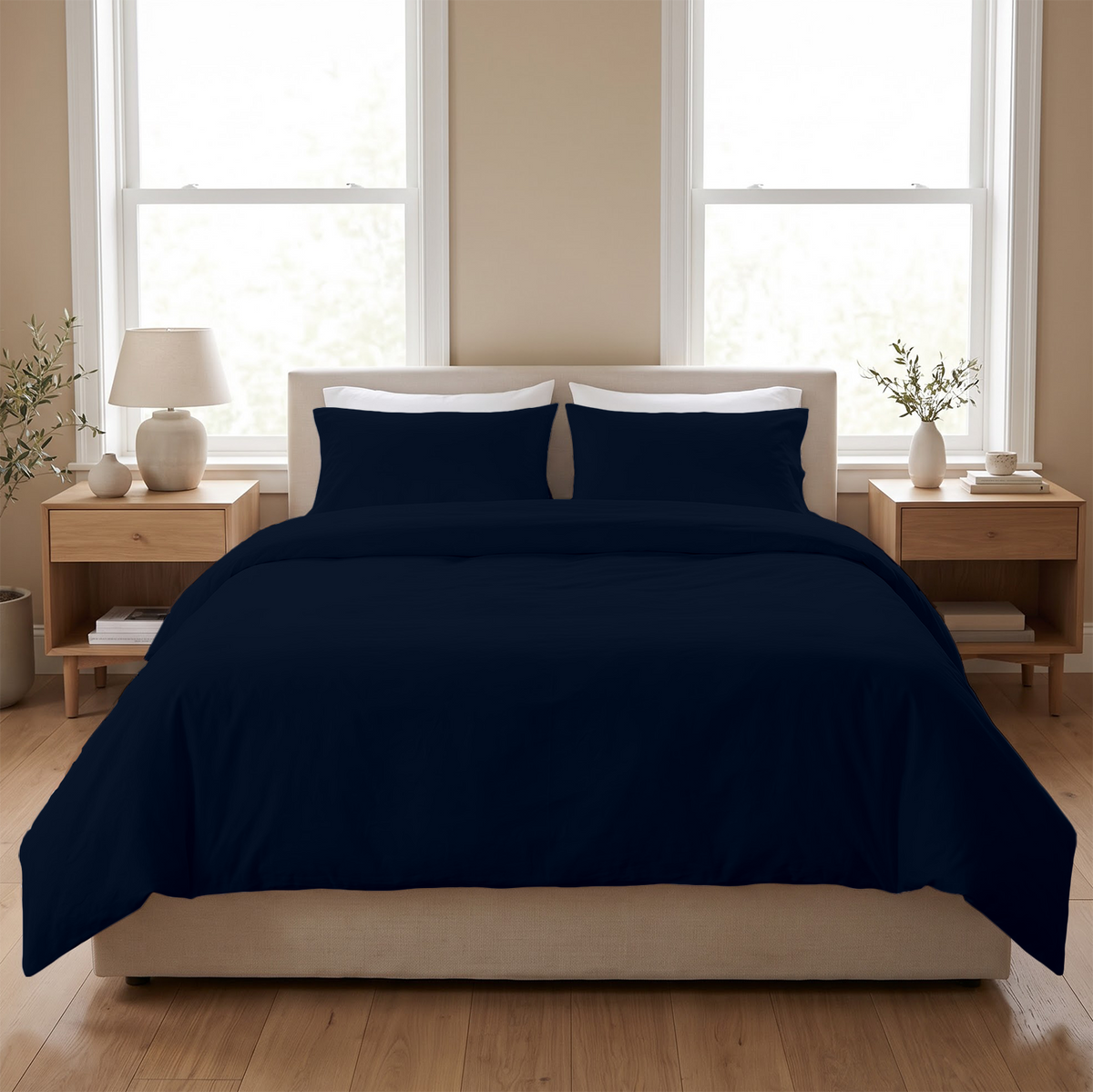 Navy Blue 600 Thread Count Duvet Cover | 100% Cotton Sateen