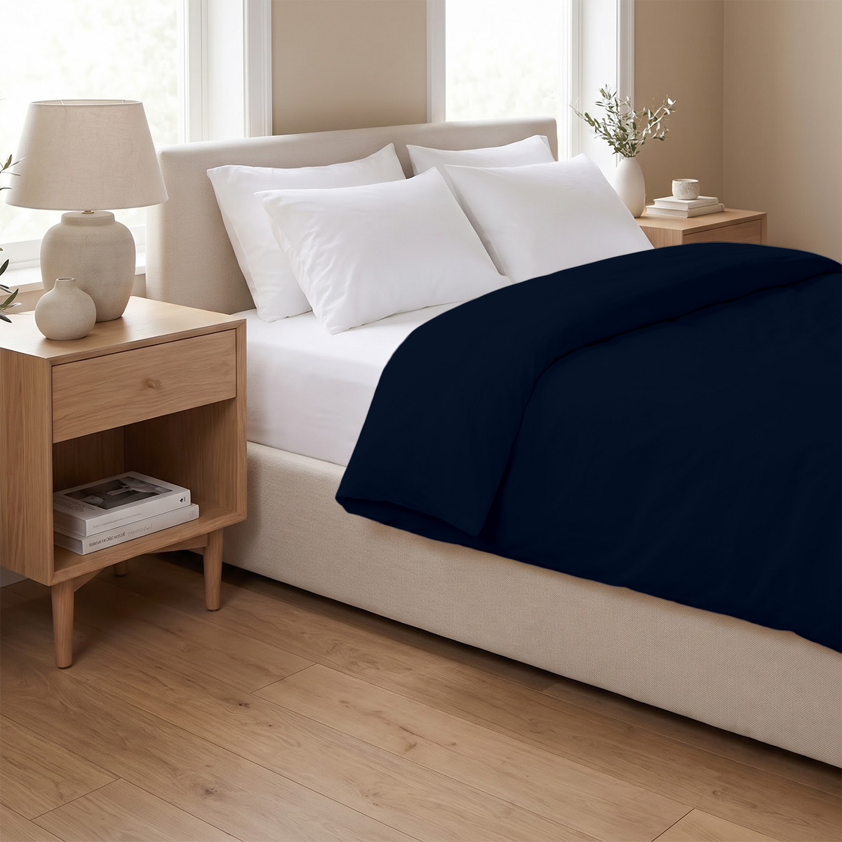 Navy Blue 600 Thread Count Duvet Cover | 100% Cotton Sateen