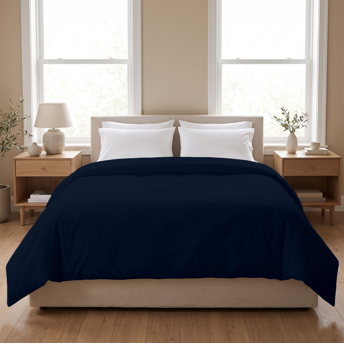 Navy Blue 600 Thread Count Duvet Cover | 100% Cotton Sateen