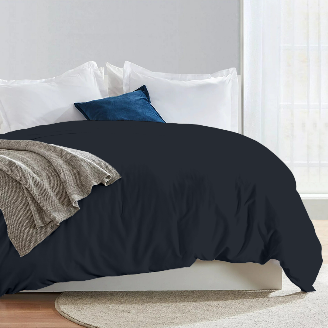 Navy Blue Duvet Cover Solid Bliss Sateen