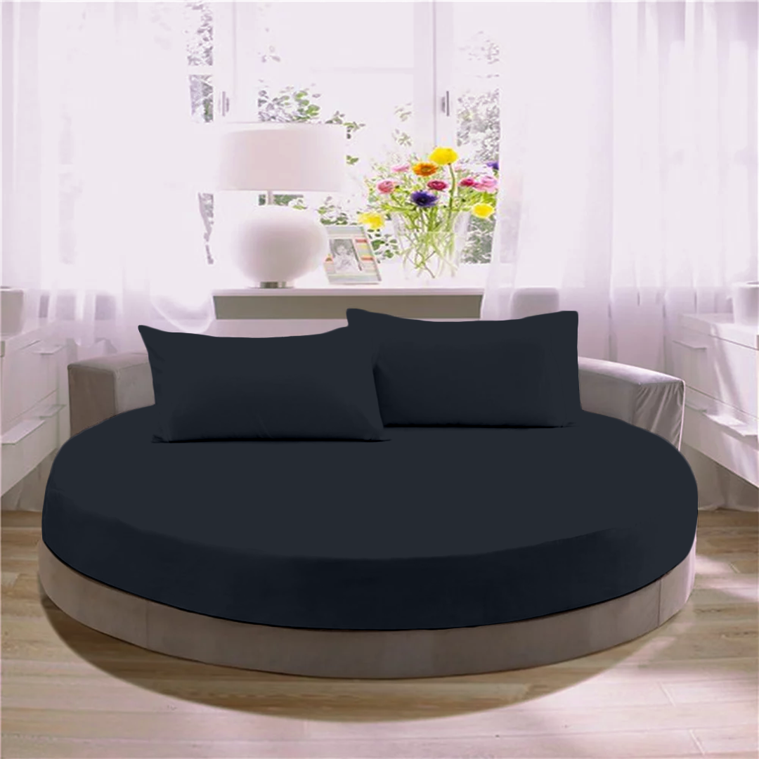Navy Blue Round Fitted Bed Sheets