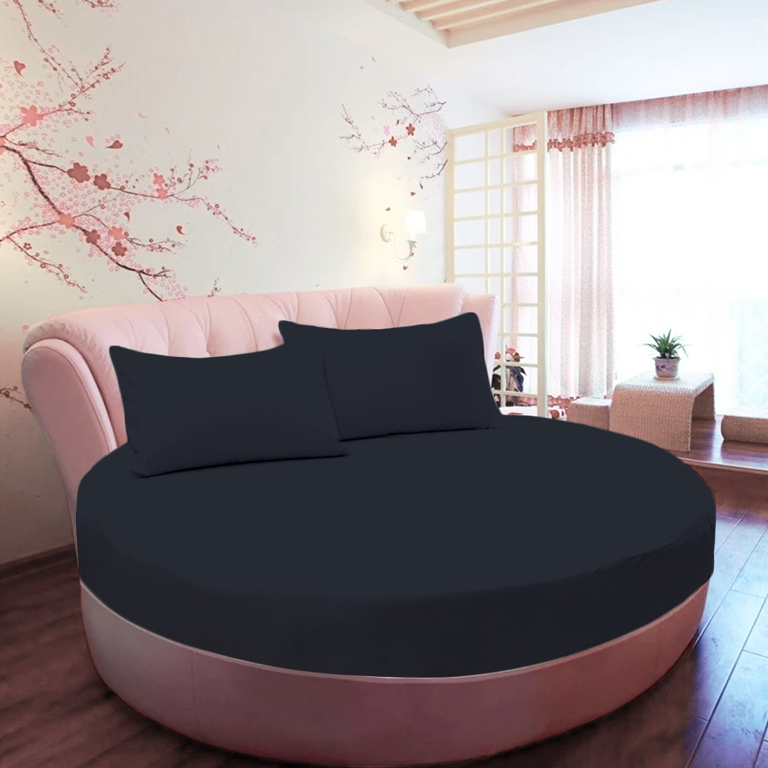 Navy Blue Round Fitted Bed Sheets
