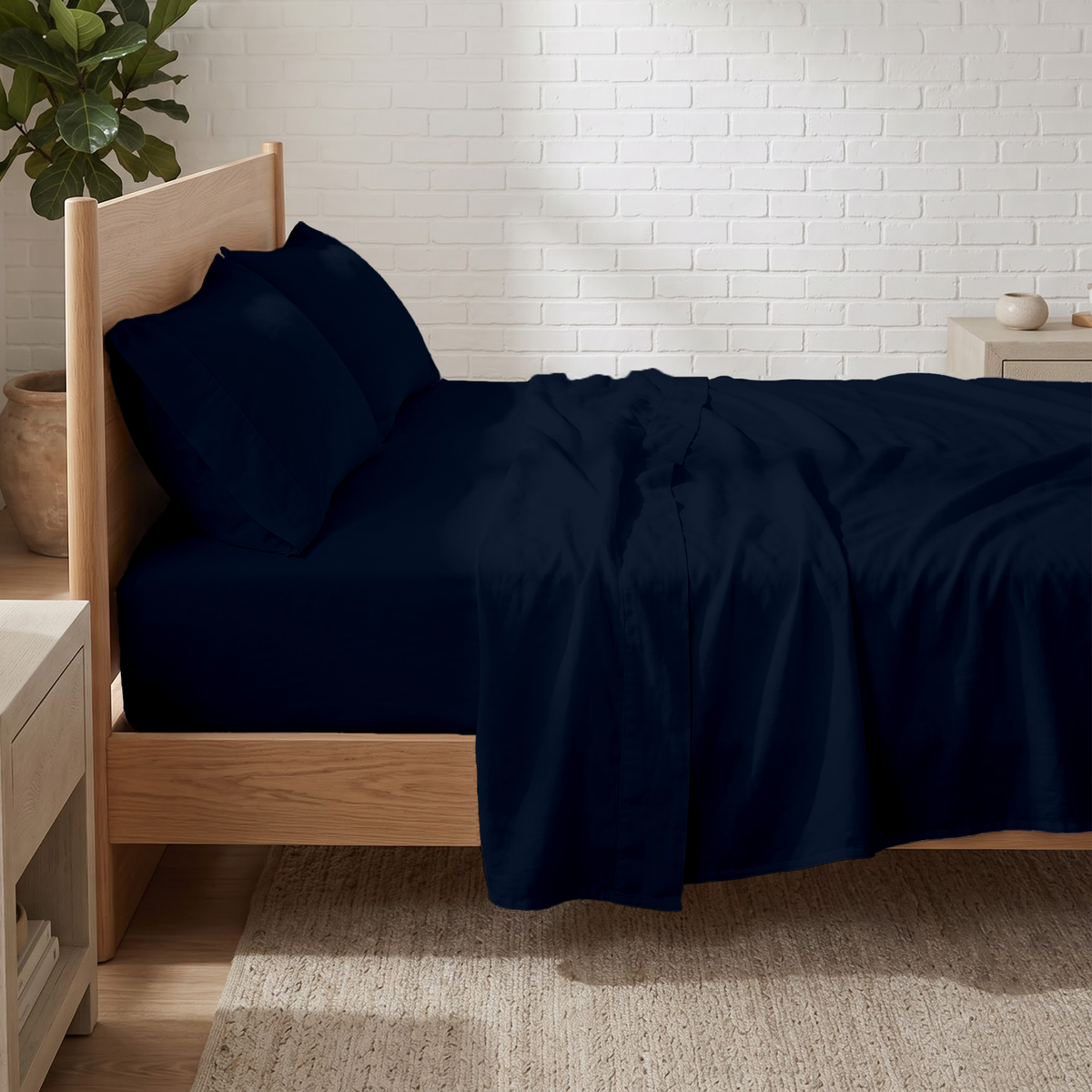 Navy Blue 600 Thread Count Sheet Set | 100% Cotton Sateen
