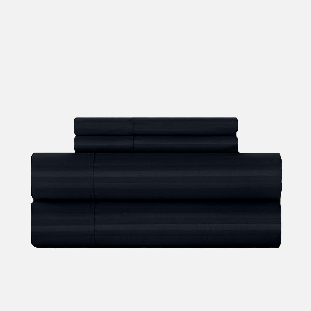 Navy Blue Stripe Sheets Set