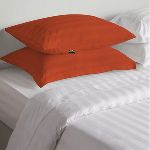 Orange Stripe Pillow Shams Comfy Sateen